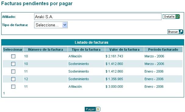listado de facturas pendientes por pagar